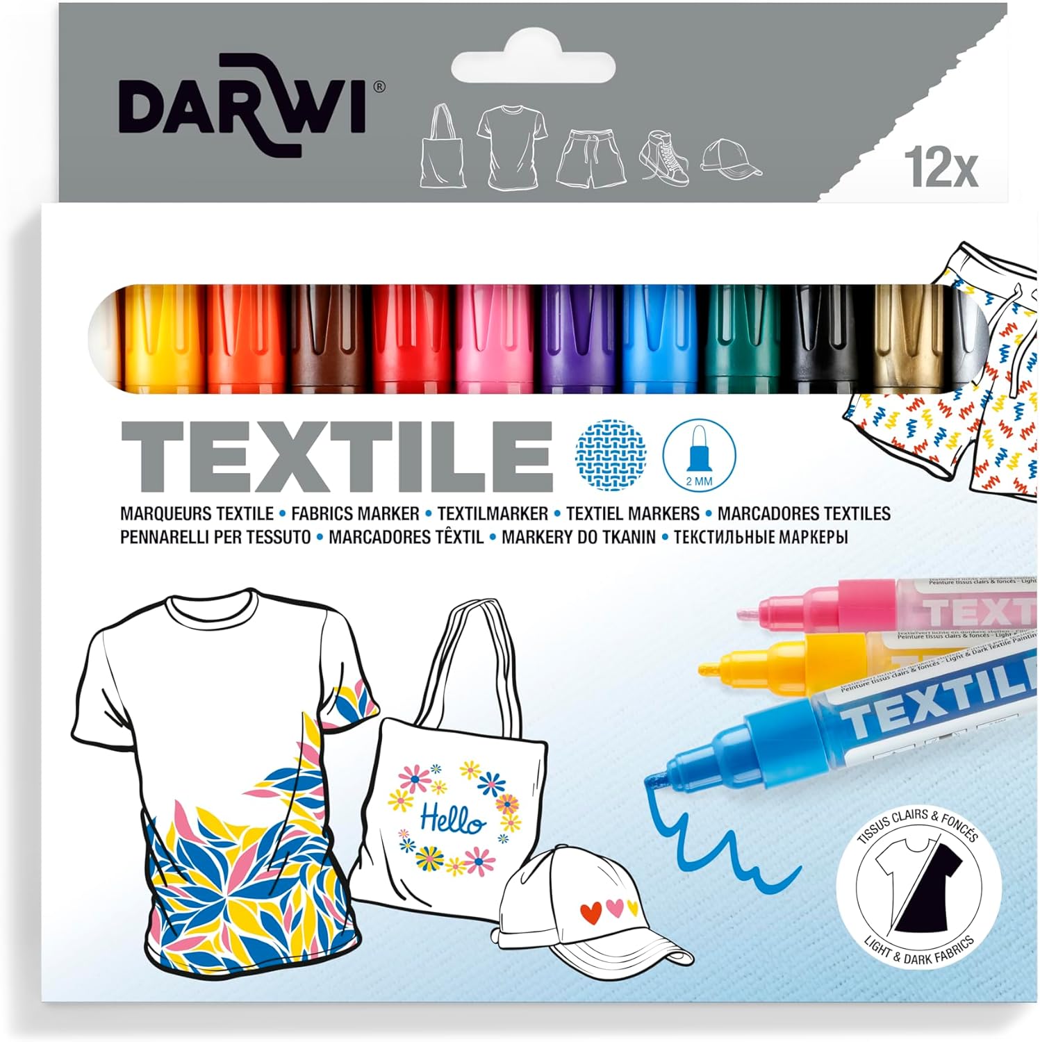 Darwi Textil Opak marker 2 mm Set