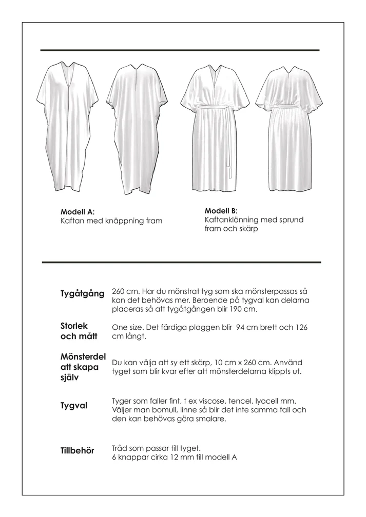 Sewing pattern Kaftan Dagny