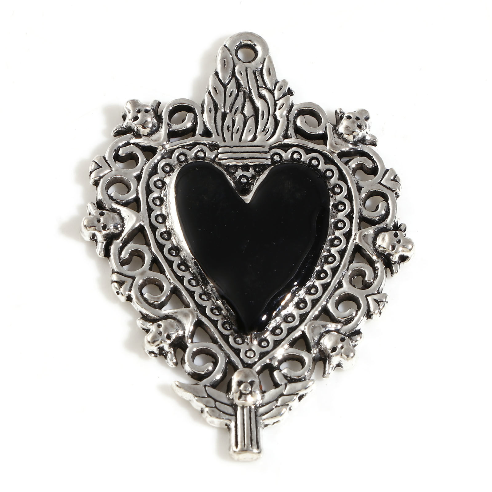 Charm  Heart ex voto  silver BLack 41mm