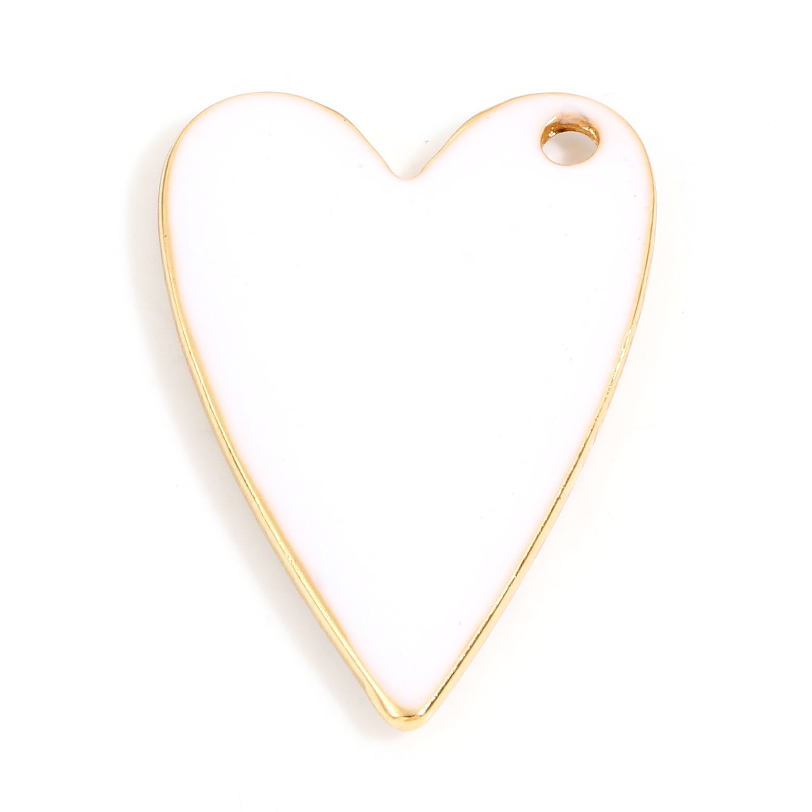 Charm  Enameld Heart 29mm, White & Gold