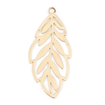 Charm Leaf Hollow Filigree , Gold