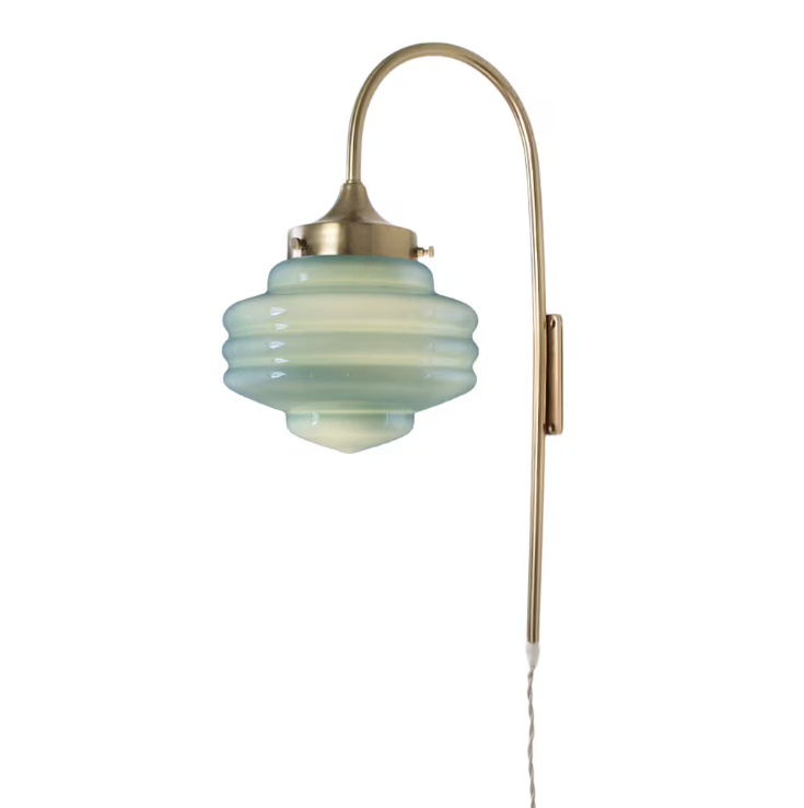 Wall lamp Rundad Valter - Brass/Opal Green - 20 cm - 2