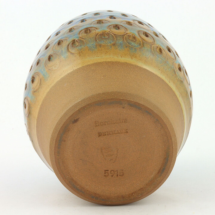 Marianne Starck (1960s) Turquoise Vase Relief Decor 12 cm #5915