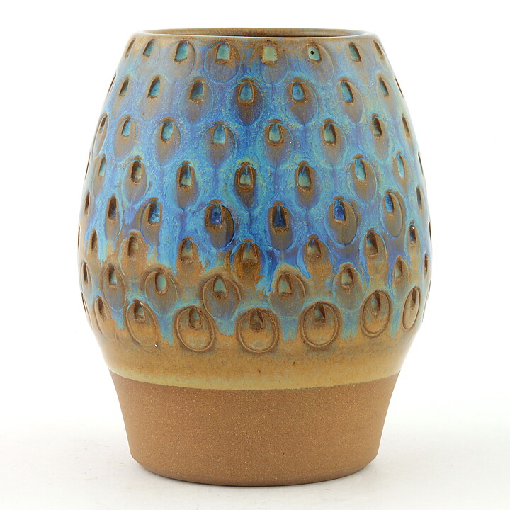 Marianne Starck (1960s) Turquoise Vase Relief Decor 12 cm #5915