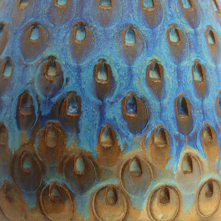 Marianne Starck (1960s) Turquoise Vase Relief Decor 12 cm #5915