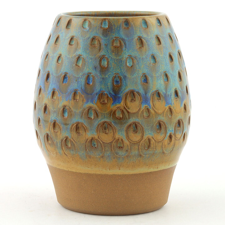 Marianne Starck (1960s) Turquoise Vase Relief Decor 12 cm #5915