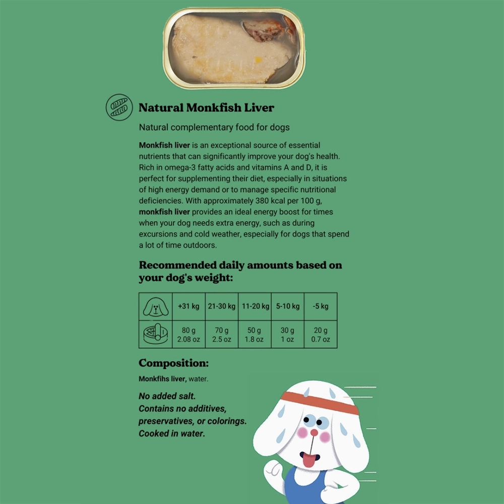 Complementary feed for dogs luxury flavoring canned fish