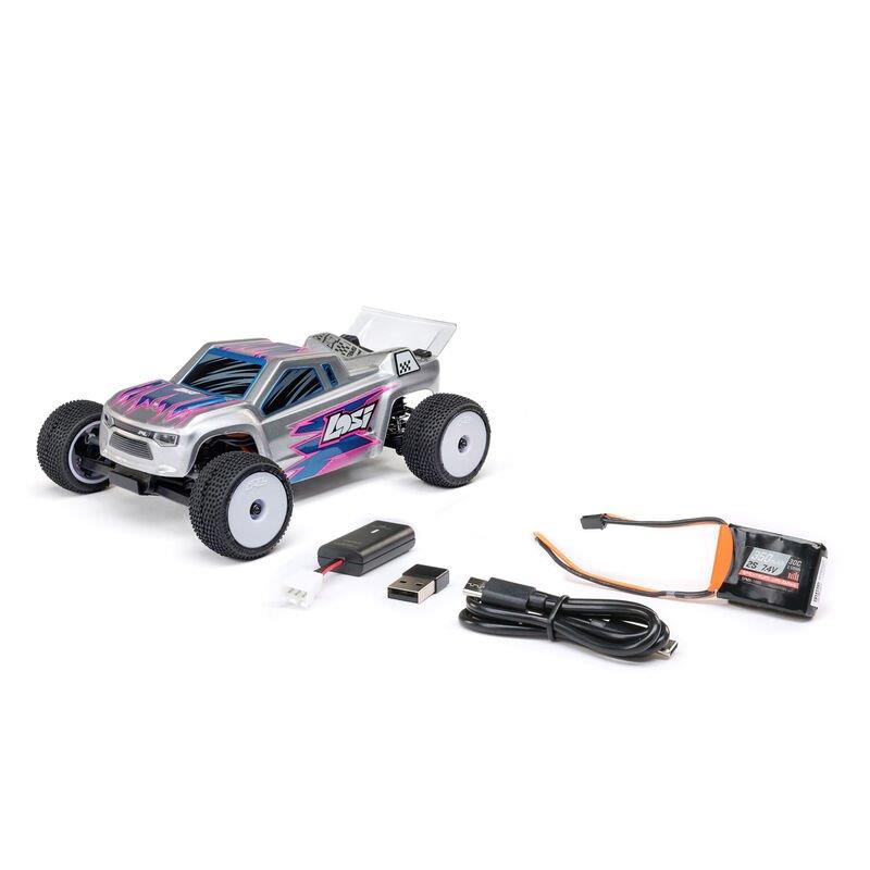 LOSI 1/28 Micro-T 2S 2WD RTR Stadium Truck (Battery & Charger Included), Silver - 2