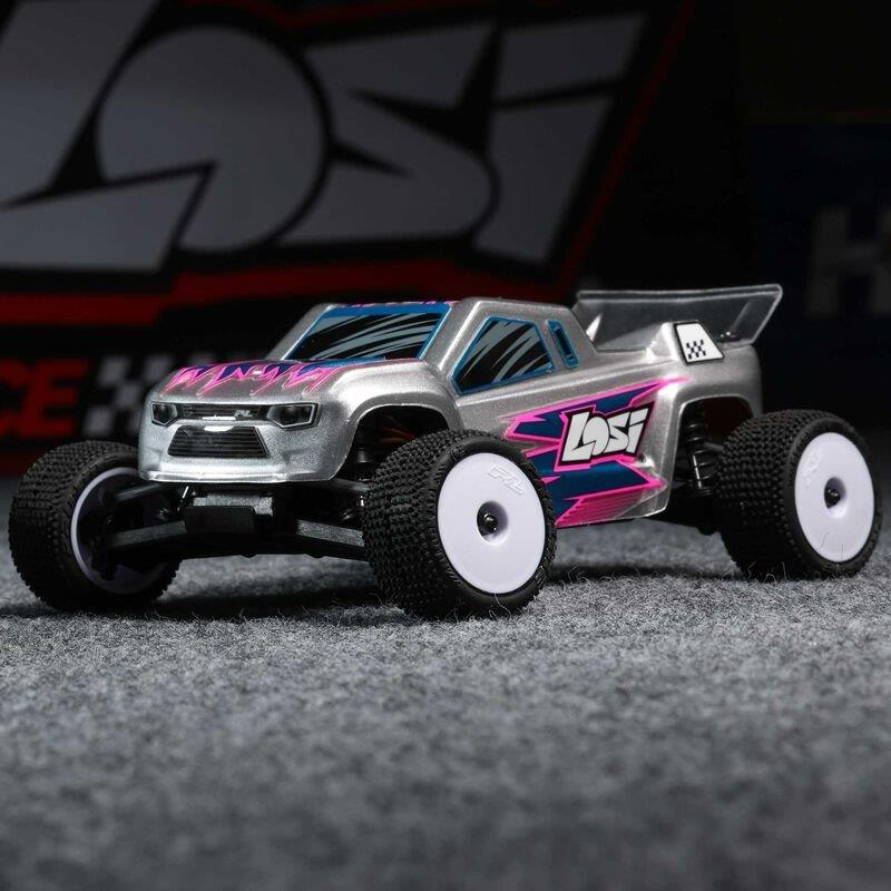 LOSI 1/28 Micro-T 2S 2WD RTR Stadium Truck (Battery & Charger Included), Silver - 4