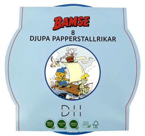 Papperstallrik djup Bamse 8-pack