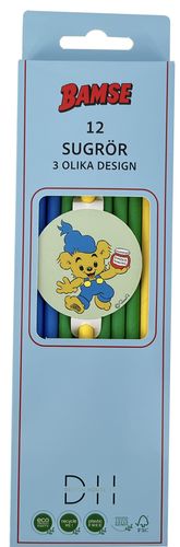 Pappsugrör 12-pack Bamse