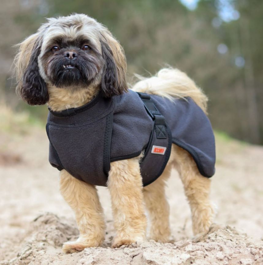 Siccaro Recovery Heat-Reflective Dog Coat Bamboo Fleece – Black - Warm