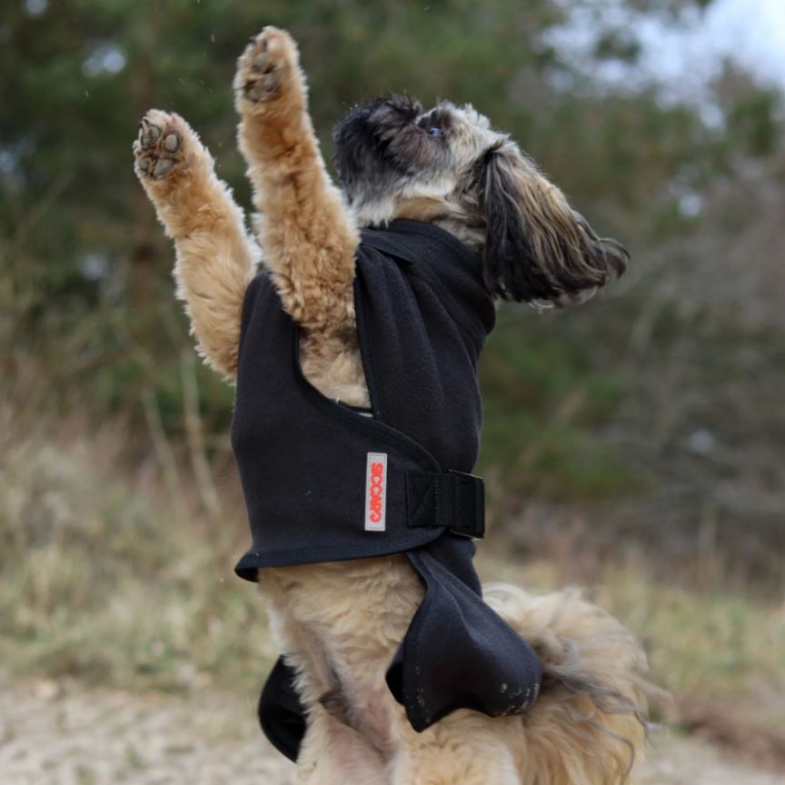 Siccaro Recovery Heat-Reflective Dog Coat Bamboo Fleece – Black - Soft