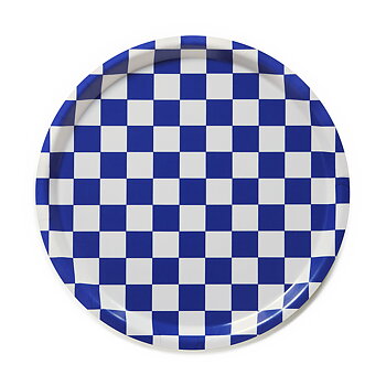 Sea Salt CHECKER  Round Serving Tray - 31 cm