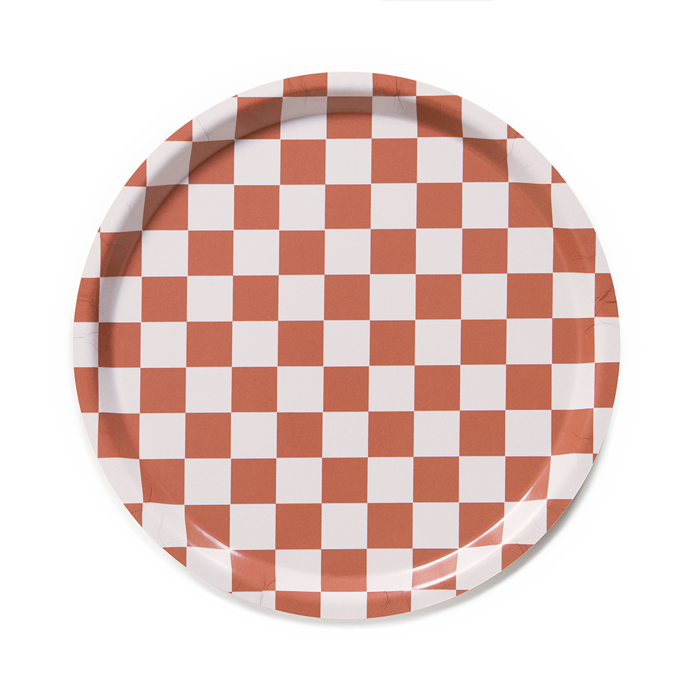 Coral Sand CHECKER  Round Serving Tray - 31 cm