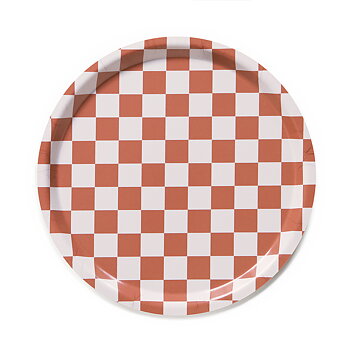 Coral Sand CHECKER  Round Serving Tray - 31 cm
