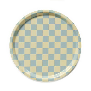Lemon Seafoam  CHECKER  Round Serving Tray - 31 cm