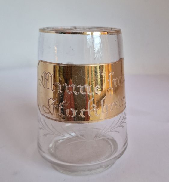 Stockholm commemorative glass mug circa 1900 - 2