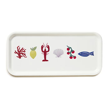 'Seaside Lunch'  Serving Tray - 32x15 cm - Cream