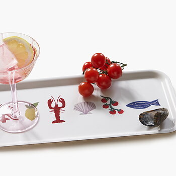 'Seaside Lunch'  Serving Tray - 32x15 cm - Cream