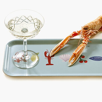'Seaside Lunch'  Serving Tray - 32x15 cm - Seafoam
