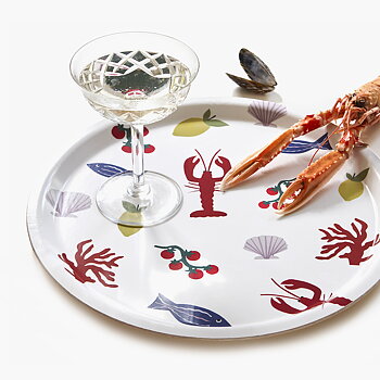 'Seaside Lunch'  Round Serving Tray - 31 cm