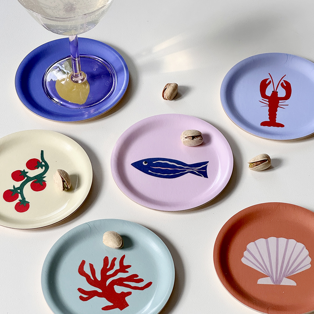'Seaside Lunch'  Set of 6 Coasters - 11cm - 2