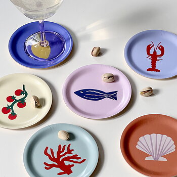 'Seaside Lunch'  Set of 6 Coasters - 11cm