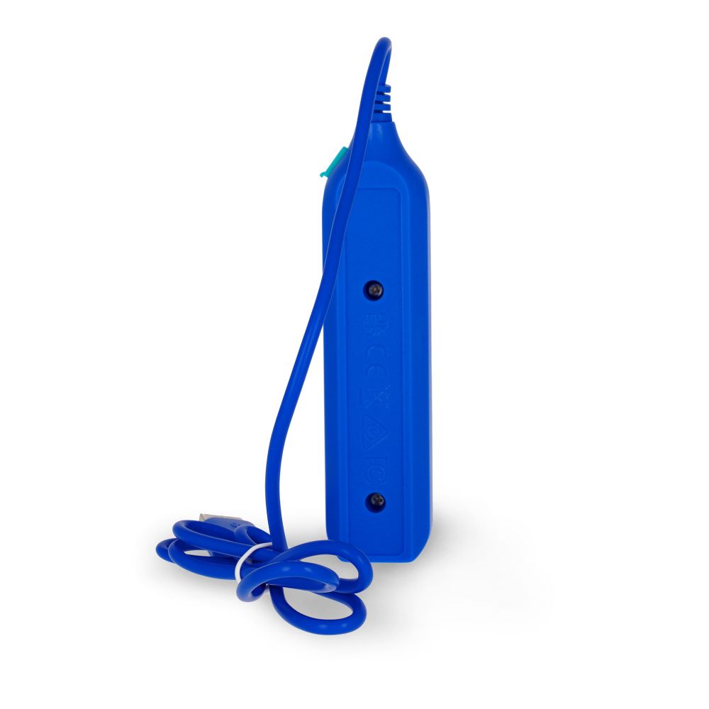 Mini USB Hub, grenkontakt för USB-sladdar, 5 portar, blå - 3