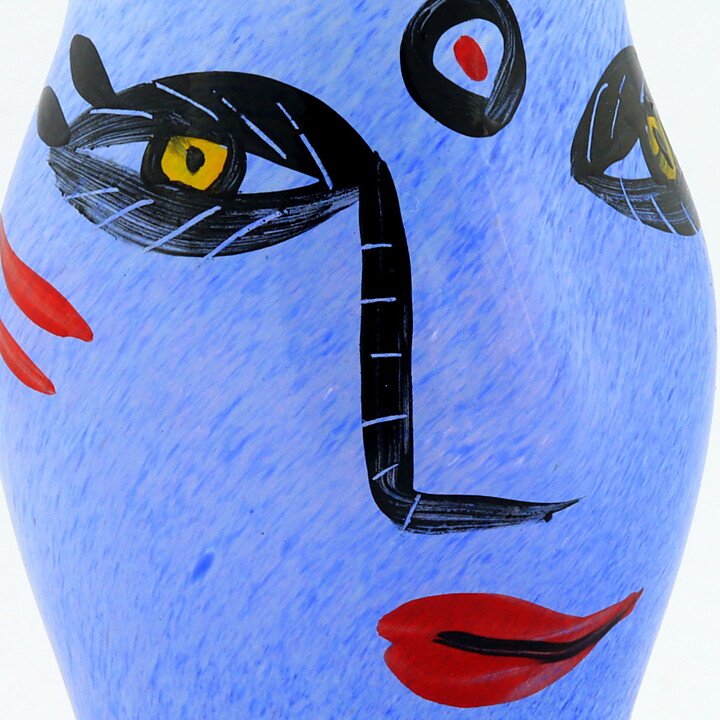 Ulrica Hydman Vallien (Open Minds 1987) Blue Woman Face Vase 10 cm (2)