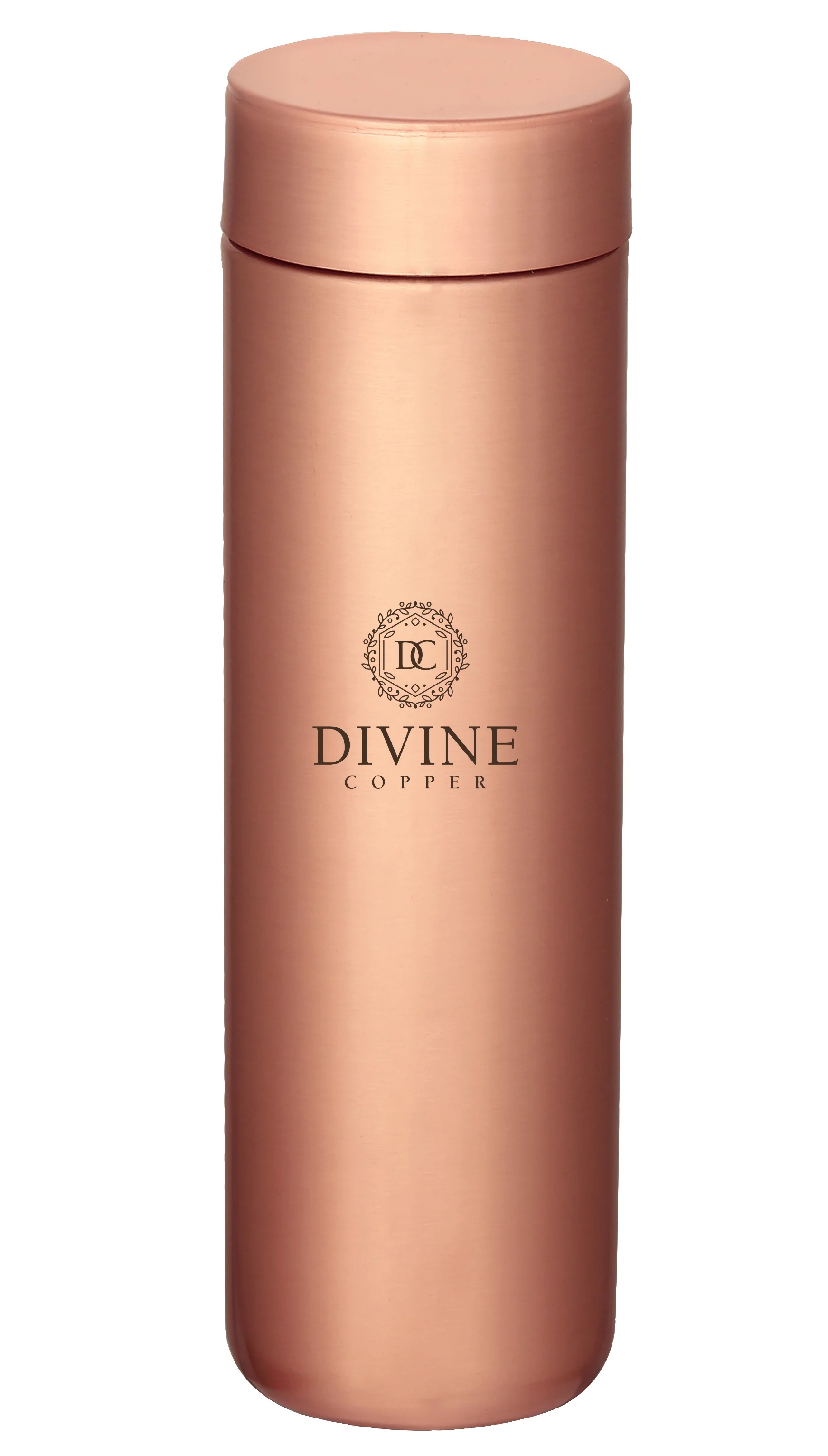 Copper Bottle Cylinder Smooth 500ml, Divine Copper