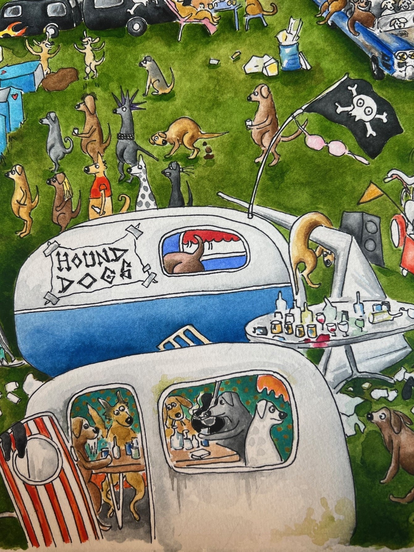 "Bad Dogs" som campar på en rockfestival 