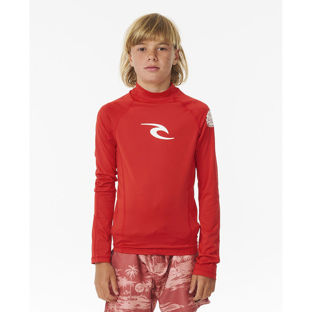 Rip Curl rashguard jr brand wave red L/S  - 2