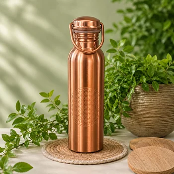 "Flower of Life" Copper Bottle with Handle, 750 ml, Copper Specialist