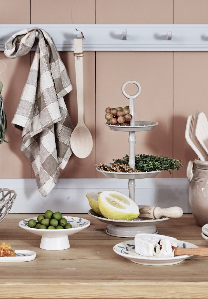 Våningsfat - Kakfat 3 våningar - Trevåningsfat - Beige - 38 cm - 2