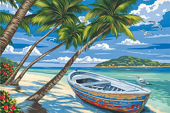 Strandad Båt, Noessa Diamond Painting