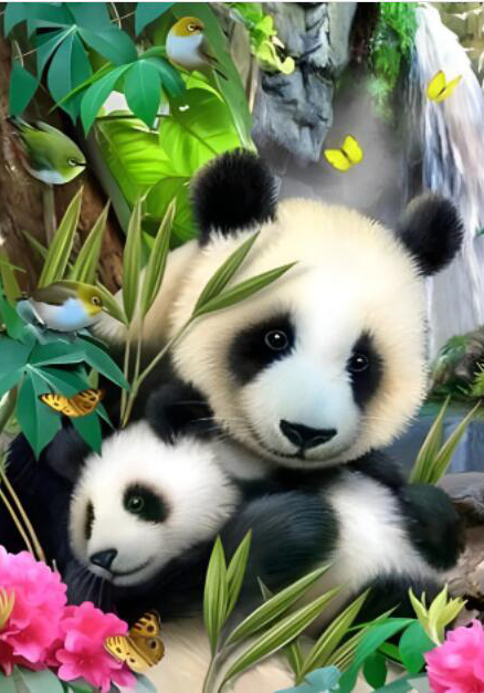 Panda med Unge, Noessa Diamond Painting