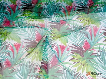Soft bra tulle - Printed with exotic leaves