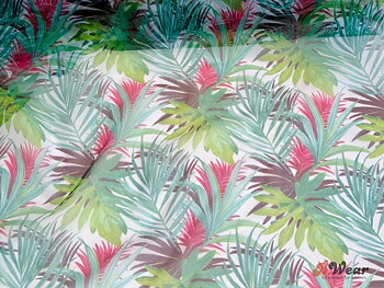 Soft bra tulle - Printed with exotic leaves