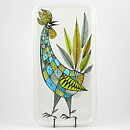 Sigrid Richter (1960s) Rectangular Dish with Colorful Rooster Decor 42 cm