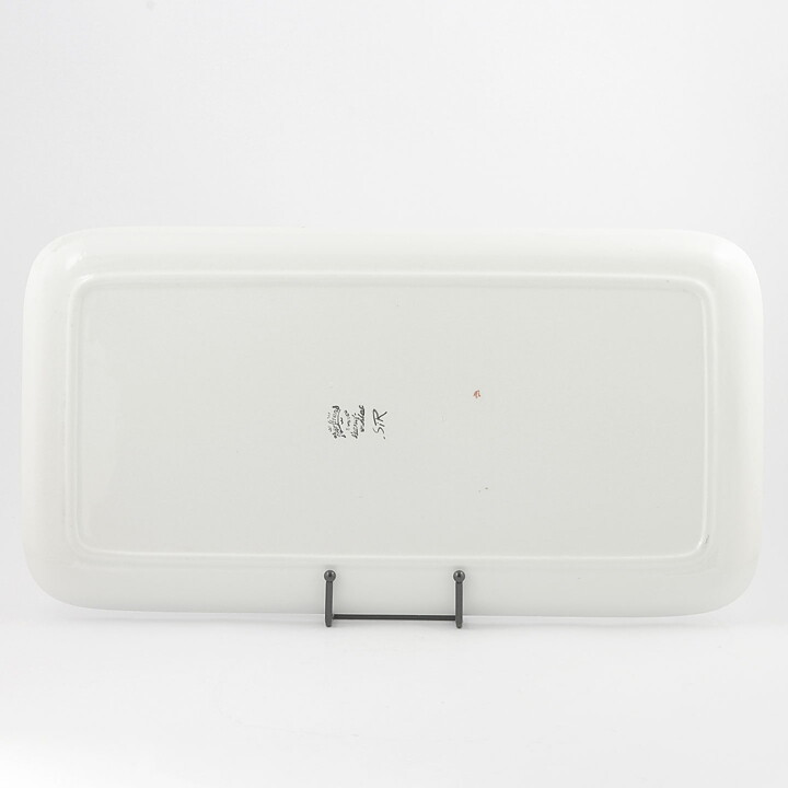 Sigrid Richter (1960s) Rectangular Dish with Colorful Rooster Decor 42 cm