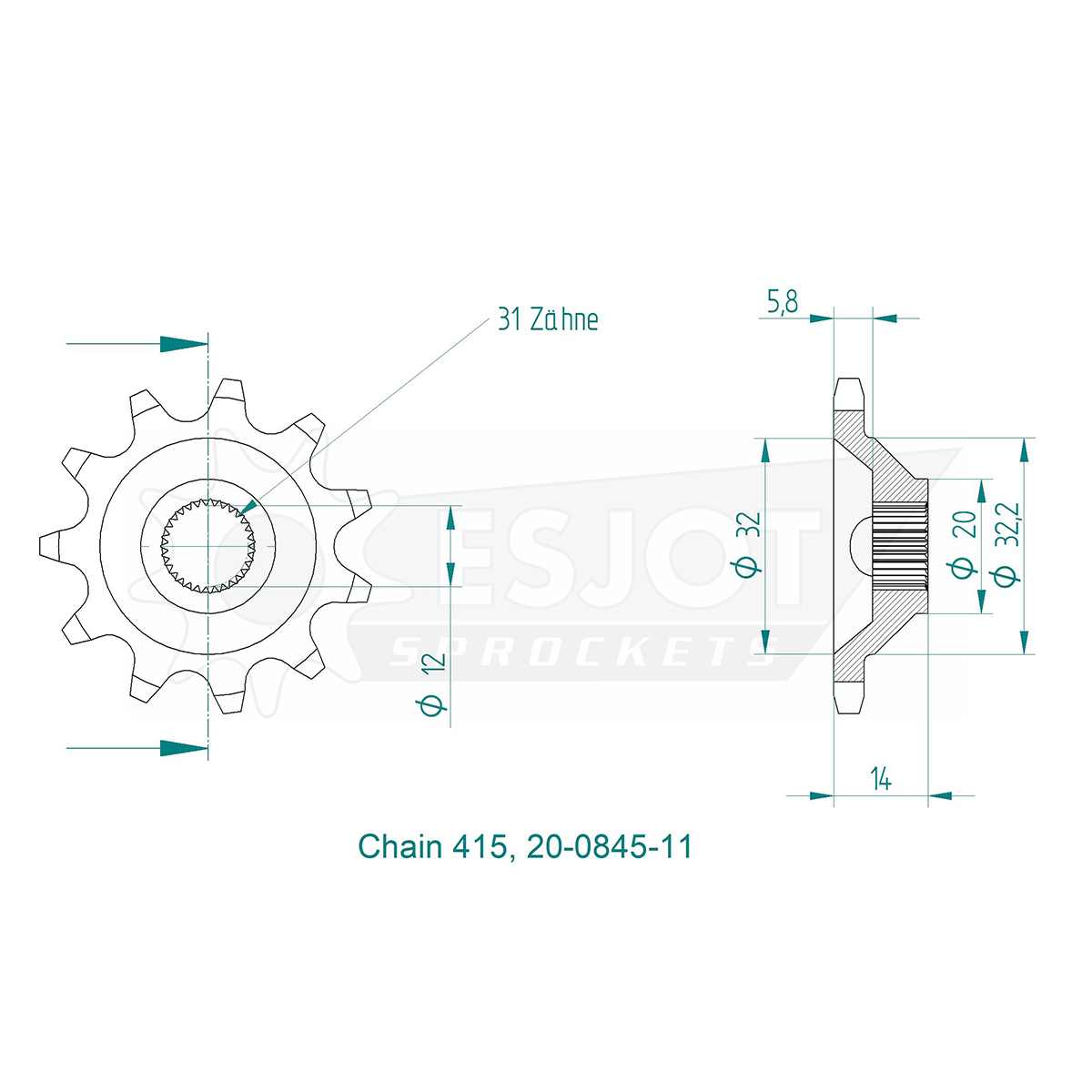 Sprocket Zündapp Combinette 11 T. Esjot, produsert i Tyskland - 3