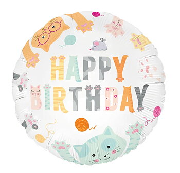 Folieballong "Happy Birthday" - Katt