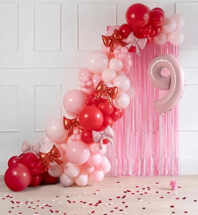 Folieballong - Rosa rosett (5-pack) -1