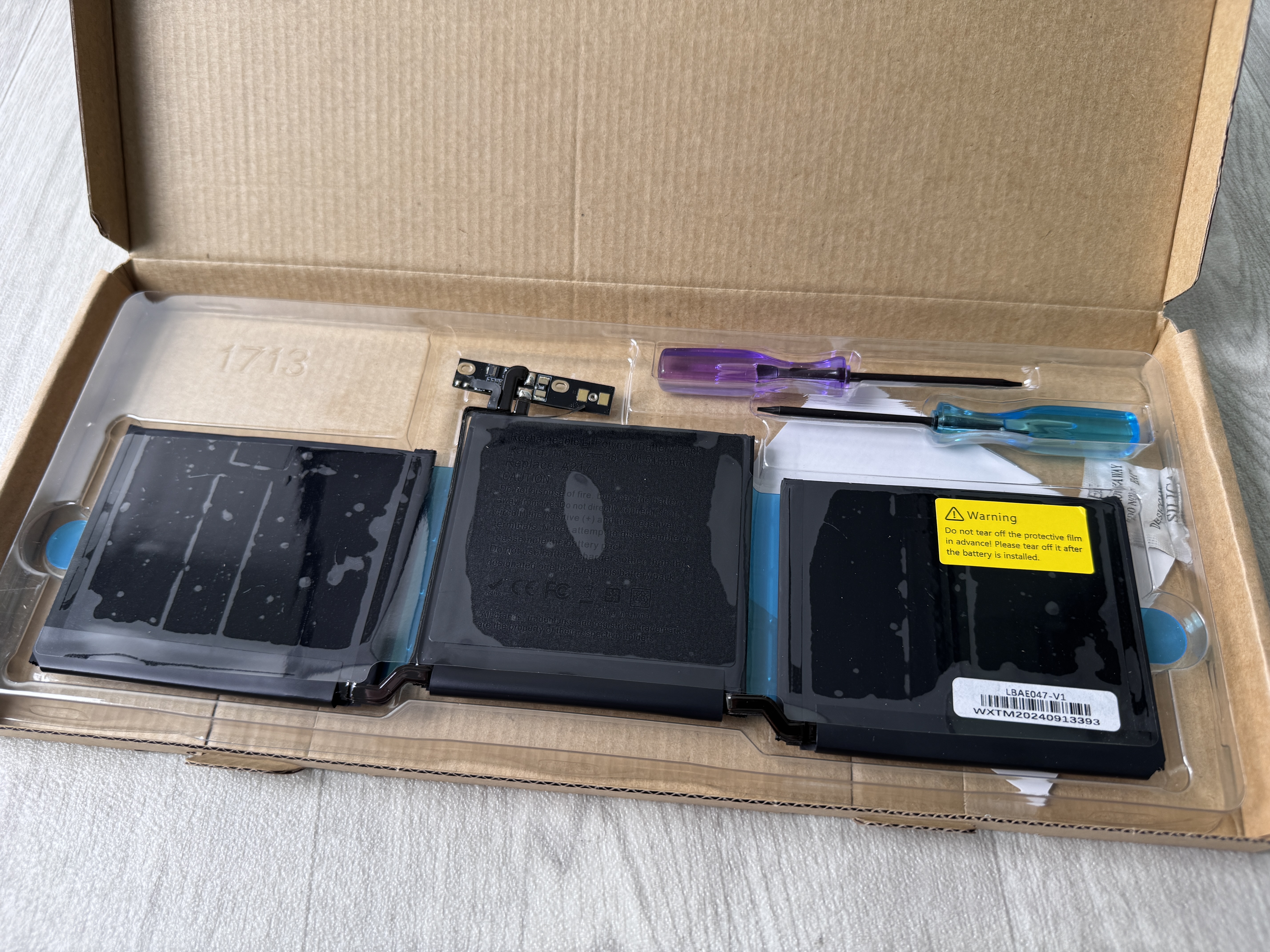 NY! Batteri för Apple BacBook Pro 13" A2171 A1713 A1708 2016 2017 A2159 2019 A2289 M1 2020 A2338 2020 58.2Wh 4700mA