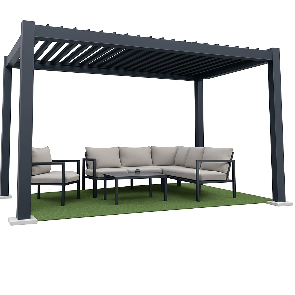 Exklusiv pergola i antracit 300x400 cm med motordrivet lamelltak