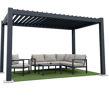 Exklusiv pergola i antracit 300x400 cm med motordrivet lamelltak
