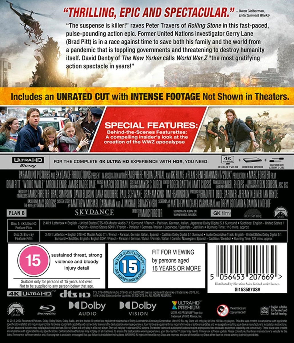 World War Z (ej svensk text) (4K Ultra HD + Blu-ray) - 2