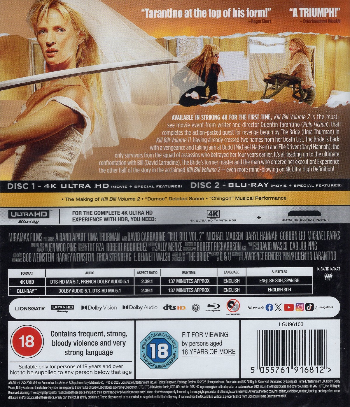 Kill Bill - Volume 2 (ej svensk text) (4K Ultra HD + Blu-ray) - 2