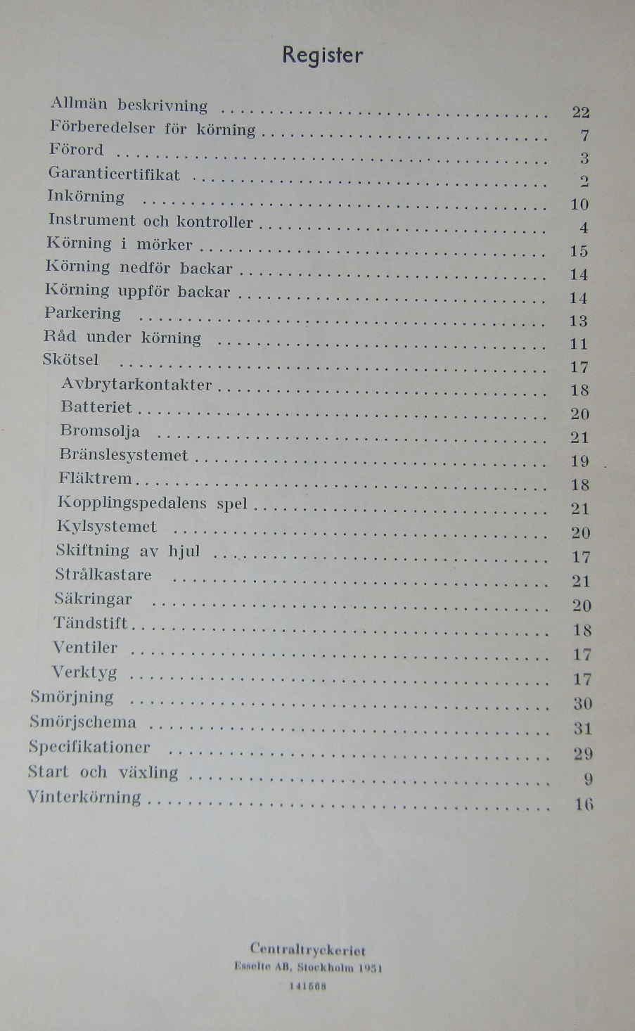 1951 Opel Kapitän Modell 51 Handbok - 2